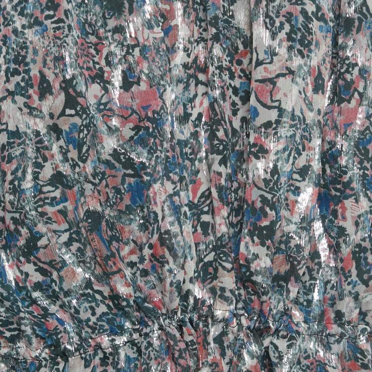 Pre Owned IRO Multicolor Printed Fil Coupe Silk Lurex Top S