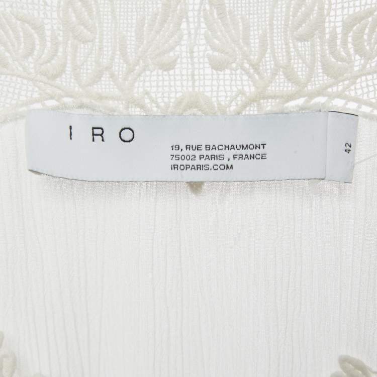 Pre Owned IRO White Lace Trim Cotton Mini Dress L