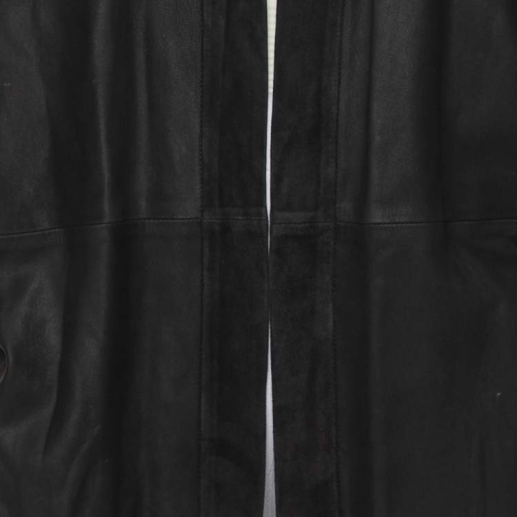 Pre Owned IRO Black Suede Leather Open Front Kimono S