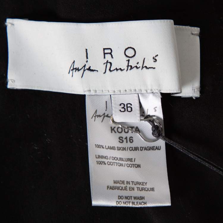 Pre Owned IRO Black Suede Leather Open Front Kimono S