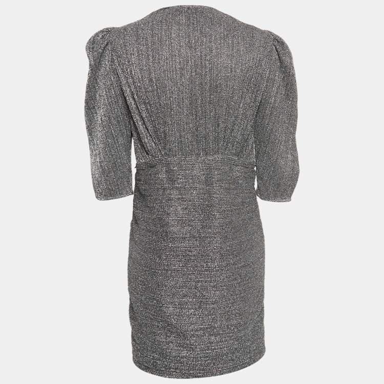 Pre Owned IRO Metallic Cluzco Lurex Ruched Mini Dress L