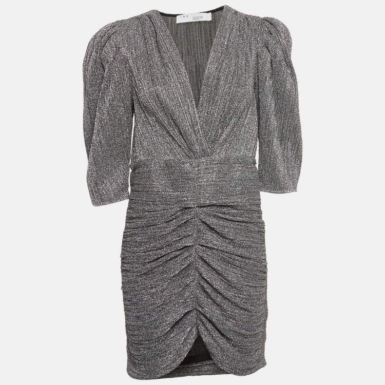 Pre Owned IRO Metallic Cluzco Lurex Ruched Mini Dress L