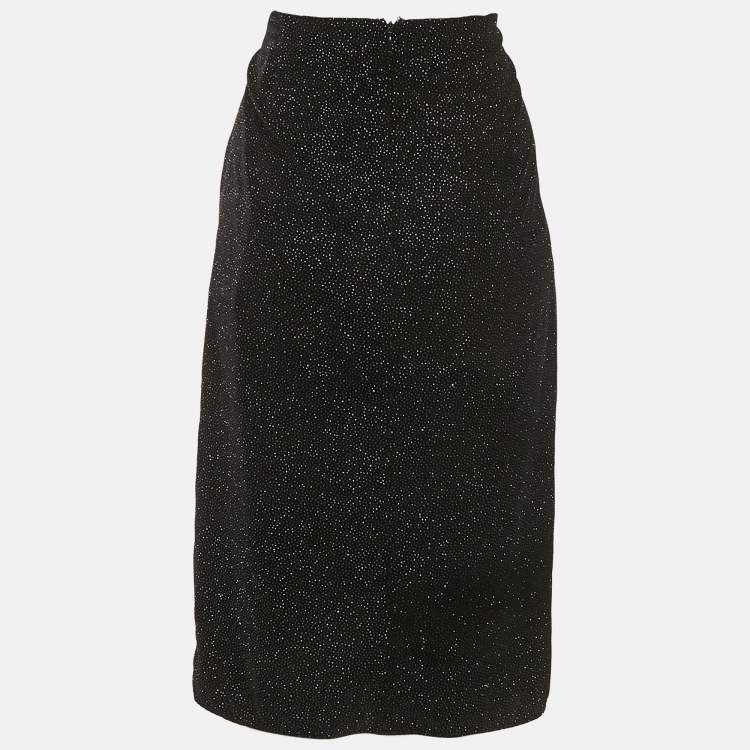 Pre Owned Isabel Marant Etoile Black Glittered Velvet Alyssa Midi Skirt M