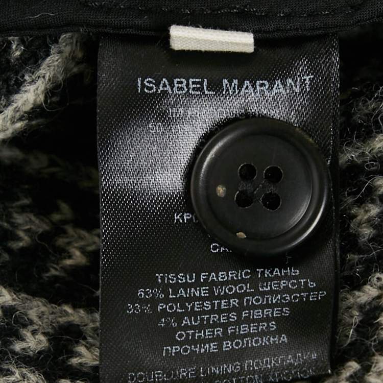 Pre Owned Isabel Marant Etoile Grey Checks Wool Cape XS 