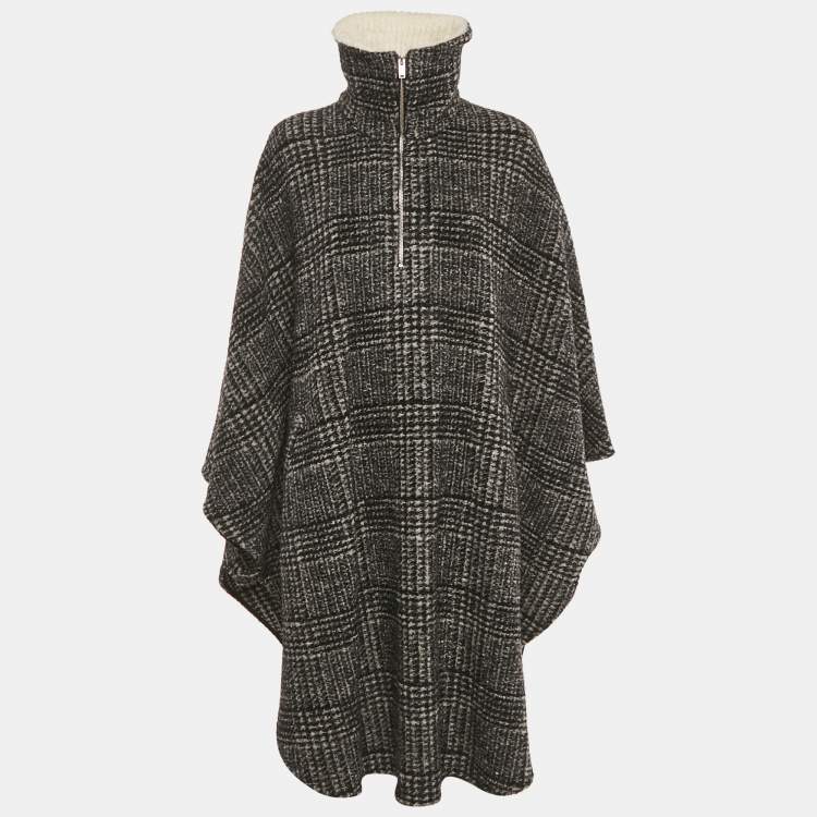 Pre Owned Isabel Marant Etoile Grey Checks Wool Cape XS 