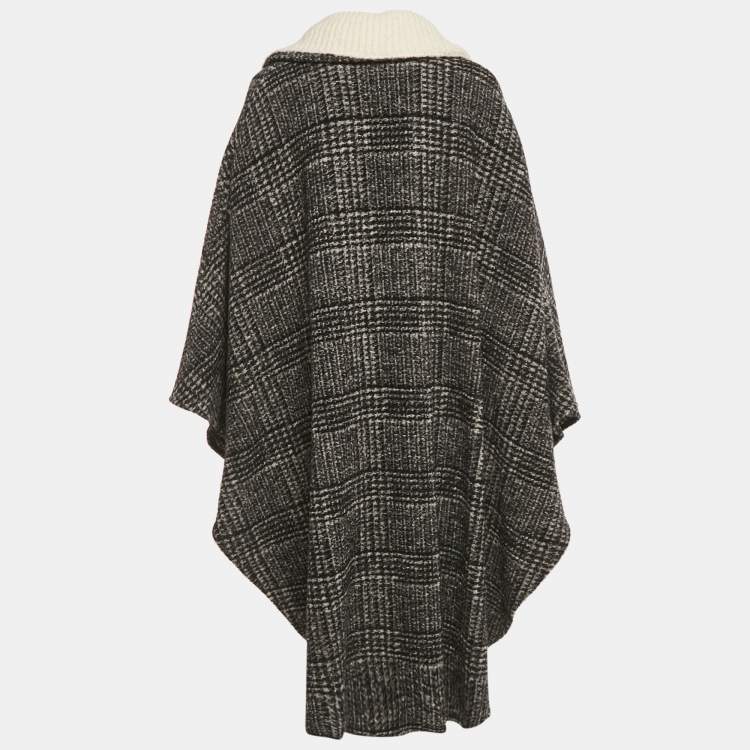 Pre Owned Isabel Marant Etoile Grey Checks Wool Cape XS 