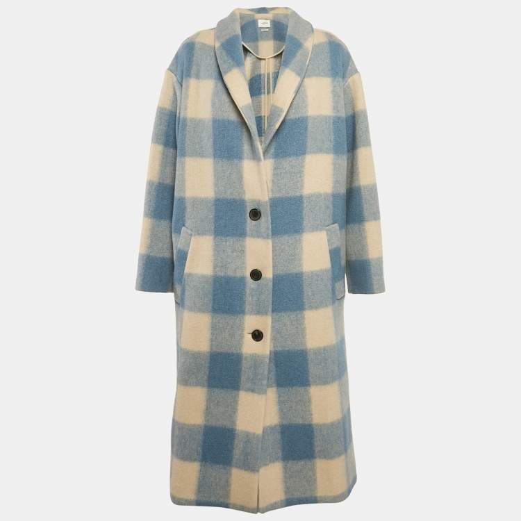 Pre Owned Isabel Marant Etoile Blue/Pink Plaid Felt Klelayo Coat S