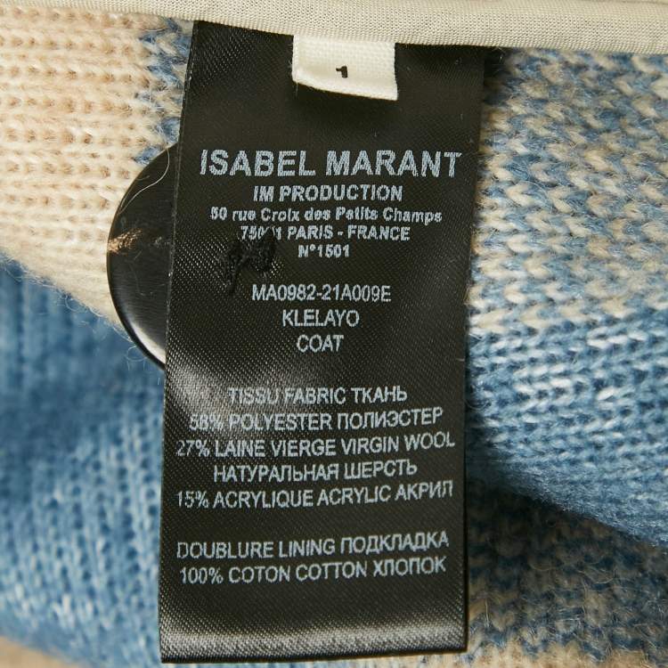 Pre Owned Isabel Marant Etoile Blue/Pink Plaid Felt Klelayo Coat S