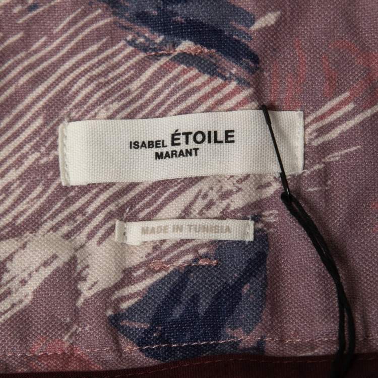 Pre Owned Isabel Marant Etoile Purple Printed Cotton Blend Belted Skirt L
