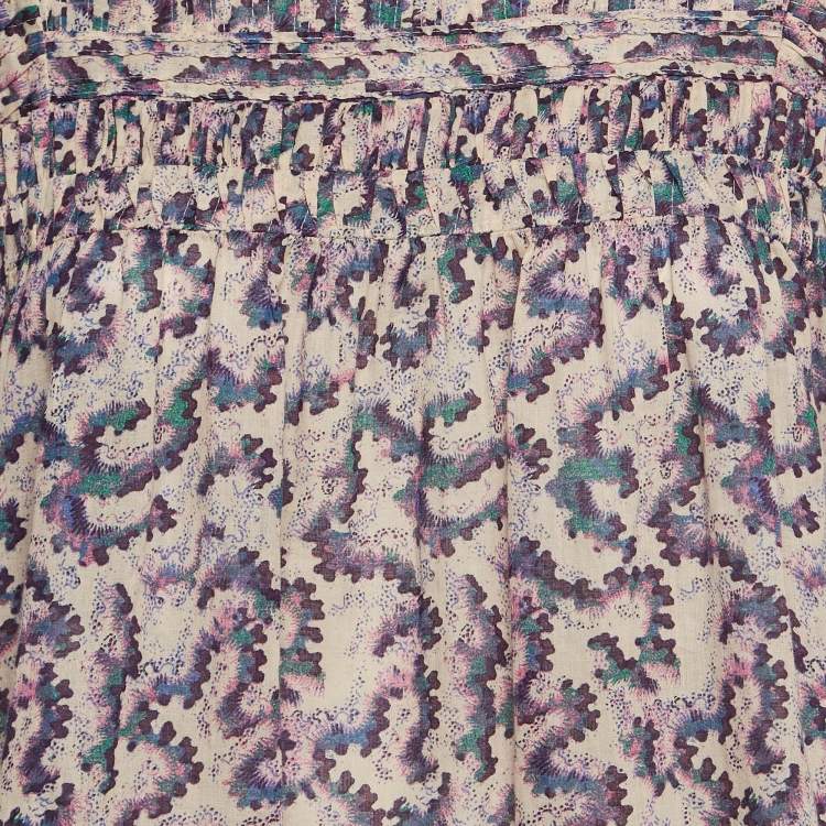 Pre Owned Isabel Marant Etoile Multicolor Printed Cotton Ruffled Ilayona Top M