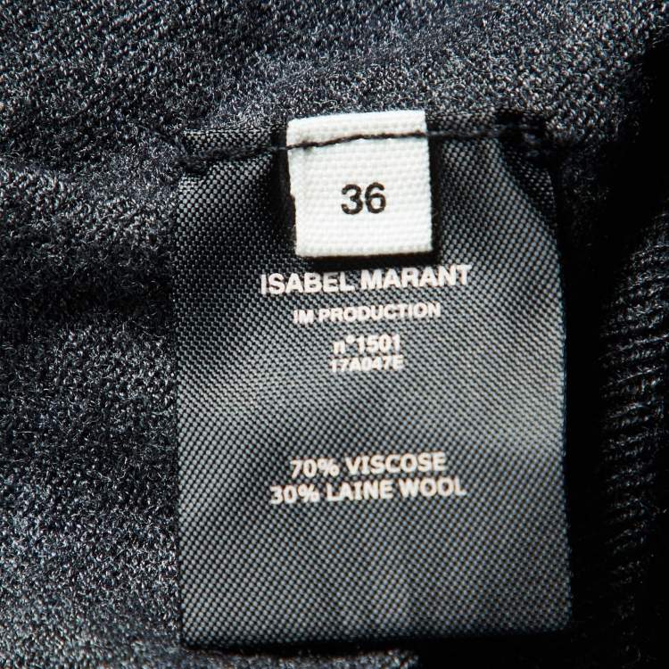 Pre Owned Isabel Marant Etoile Grey Wool Blend Draped Mini Dress XS
