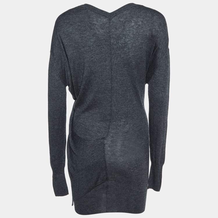 Pre Owned Isabel Marant Etoile Grey Wool Blend Draped Mini Dress XS