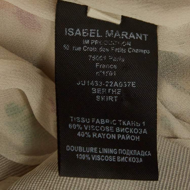 Pre Owned Isabel Marant Etoile Cream Floral Print Crepe Berthe Draped Skirt M