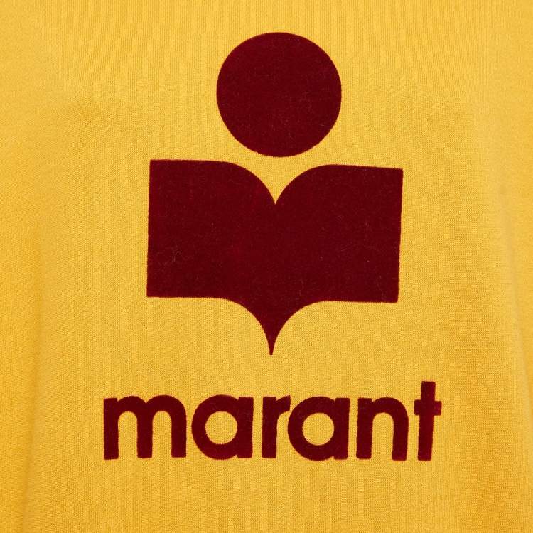 Pre Owned Isabel Marant Etoile Yellow Logo Flocked Cotton Sweatshirt M