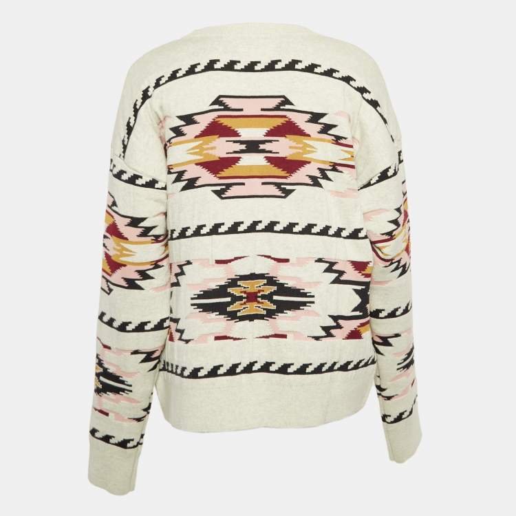 Pre Owned Isabel Marant Etoile Grey Geometric Intarsia Knit Sweater M