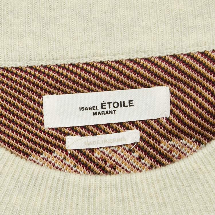 Pre Owned Isabel Marant Etoile Grey Geometric Intarsia Knit Sweater M