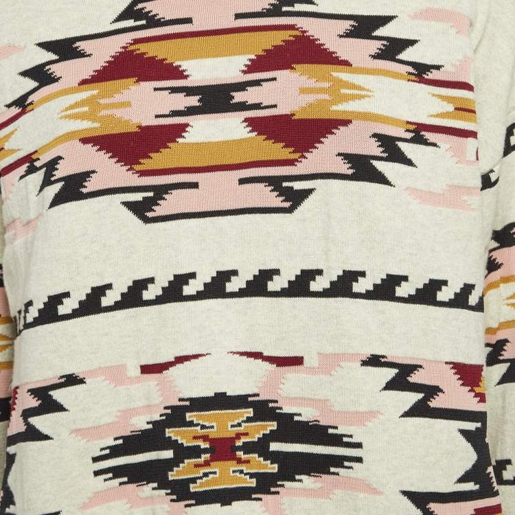 Pre Owned Isabel Marant Etoile Grey Geometric Intarsia Knit Sweater M