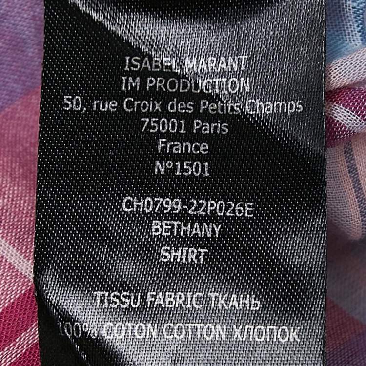 Pre Owned Isabel Marant Etoile Pink Plaid Cotton Puff Sleeve Bethany Shirt S