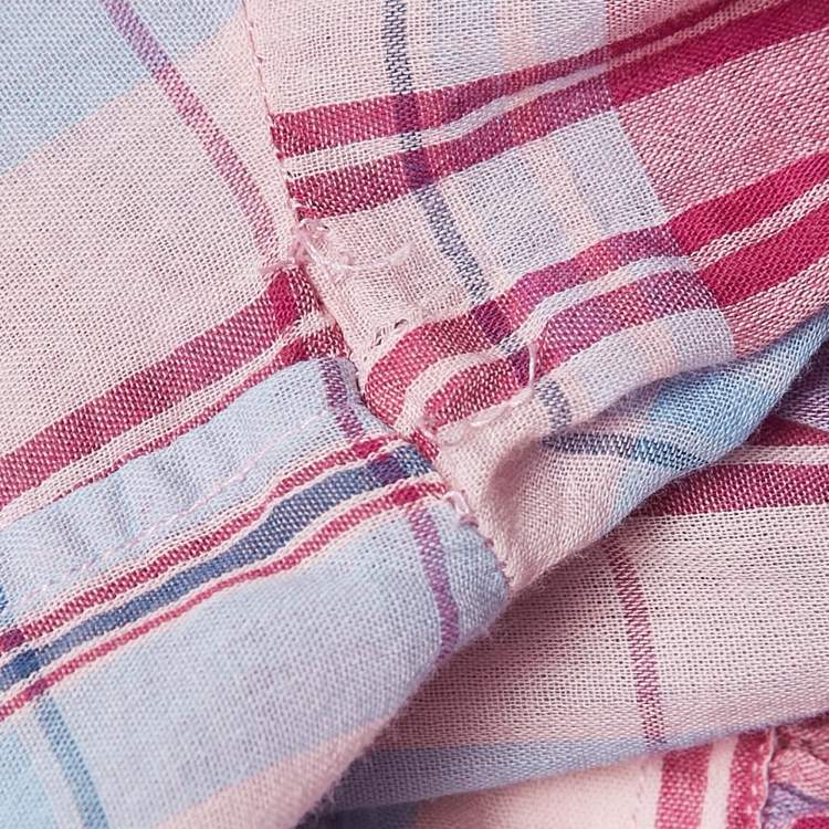 Pre Owned Isabel Marant Etoile Pink Plaid Cotton Puff Sleeve Bethany Shirt S