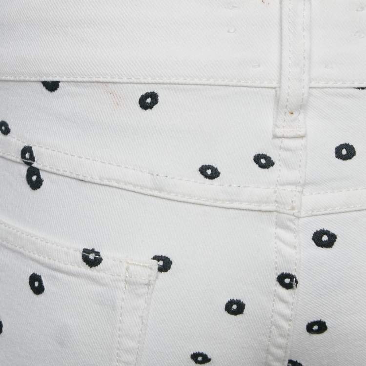 Pre Owned Isabel Marant Etoile White Embroidered Denim Jeans S Waist 30"