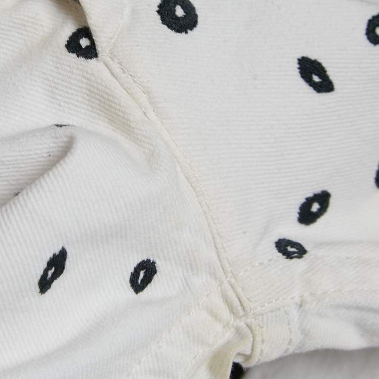 Pre Owned Isabel Marant Etoile White Embroidered Denim Jeans S Waist 30"