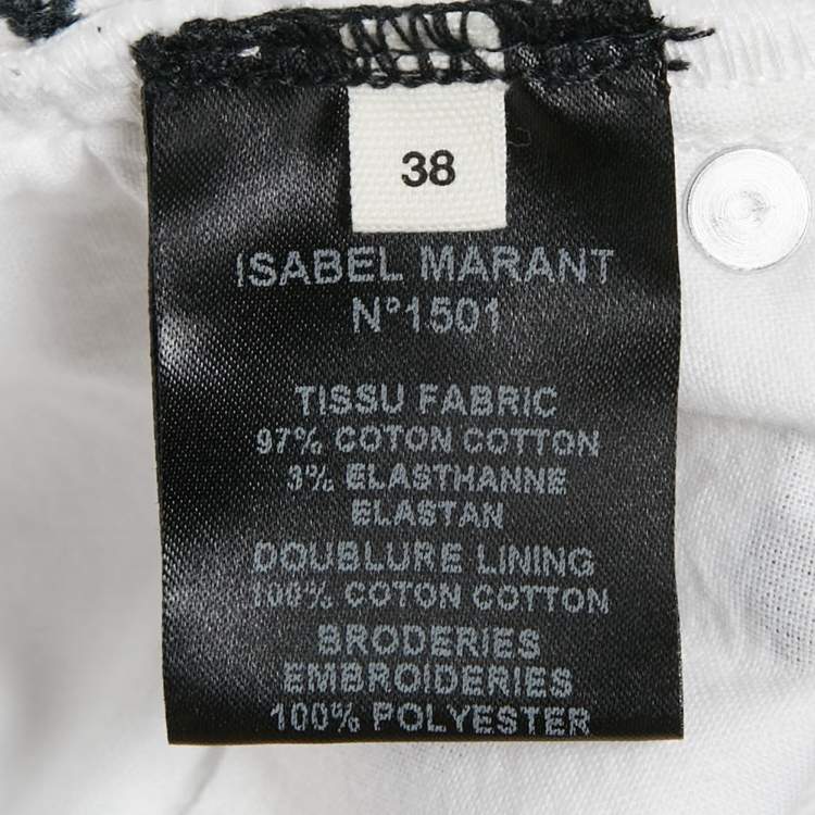 Pre Owned Isabel Marant Etoile White Embroidered Denim Jeans S Waist 30"