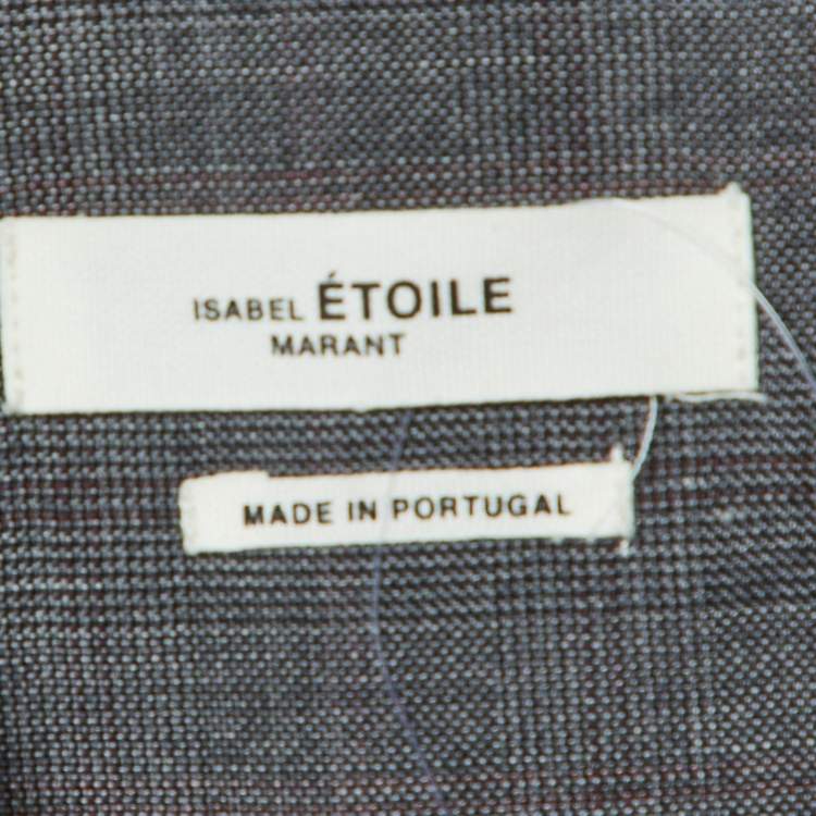 Pre Owned Isabel Marant Etoile Grey Plaid Wool Draped Short Dress M