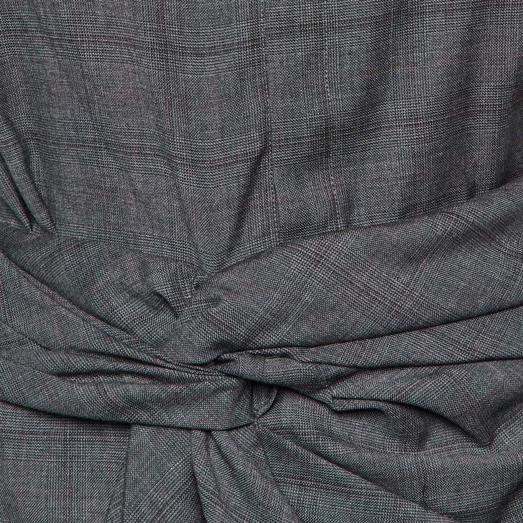 Pre Owned Isabel Marant Etoile Grey Plaid Wool Draped Short Dress M