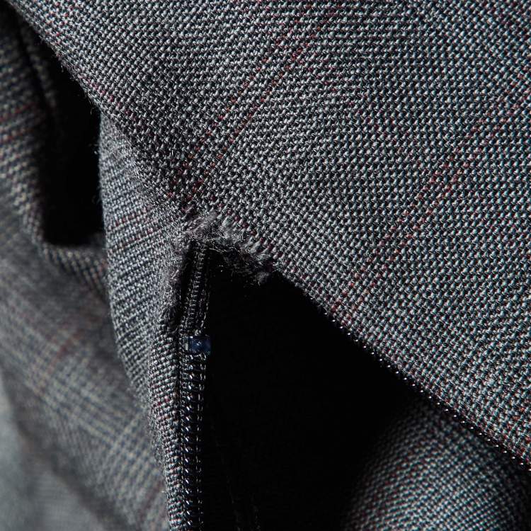 Pre Owned Isabel Marant Etoile Grey Plaid Wool Draped Short Dress M