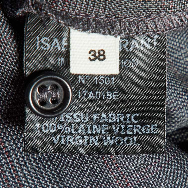 Pre Owned Isabel Marant Etoile Grey Plaid Wool Draped Short Dress M