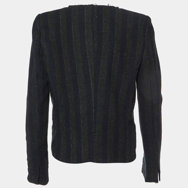 Pre Owned Isabel Marant Etoile Black Stripe Wool Blend Jacket S