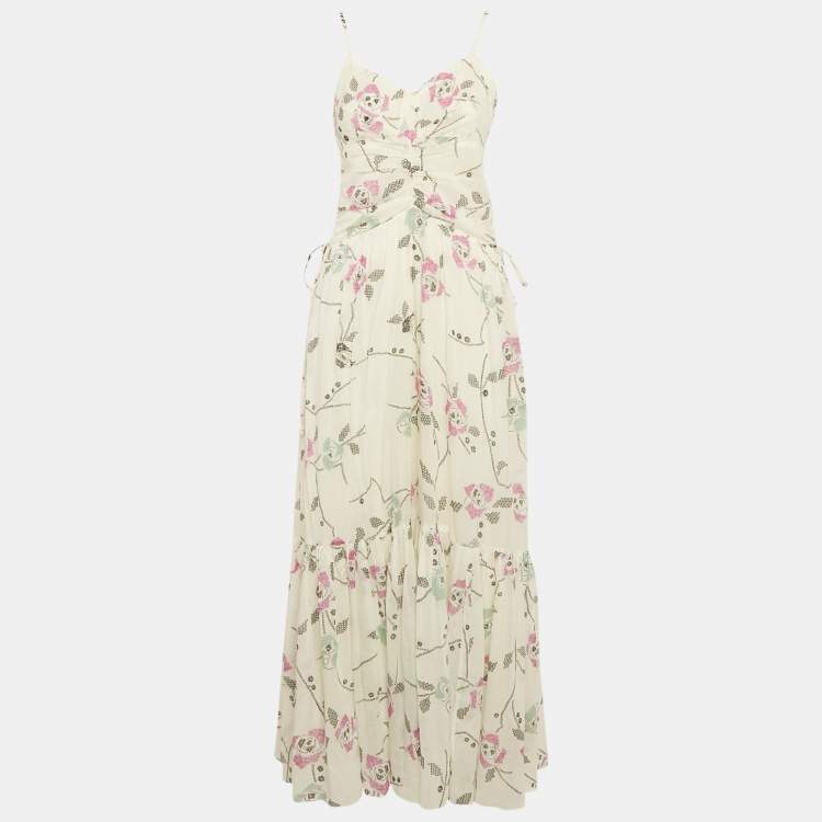 Pre Owned Isabel Marant Etoile White Printed Cotton Sleeveless Maxi Dress S