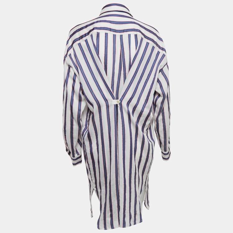 Pre Owned Isabel Marant Etoile White/Blue Stripe Cotton Blend Seenli Dress S