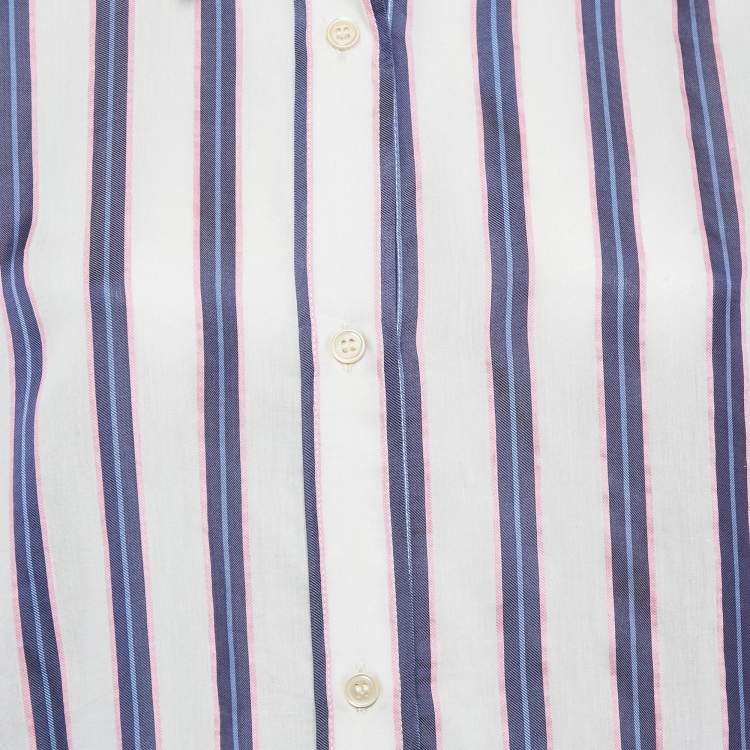 Pre Owned Isabel Marant Etoile White/Blue Stripe Cotton Blend Seenli Dress S