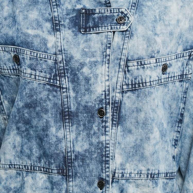 Pre Owned Isabel Marant Etoile Blue Washed Denim Mini Inaroa Dress M
