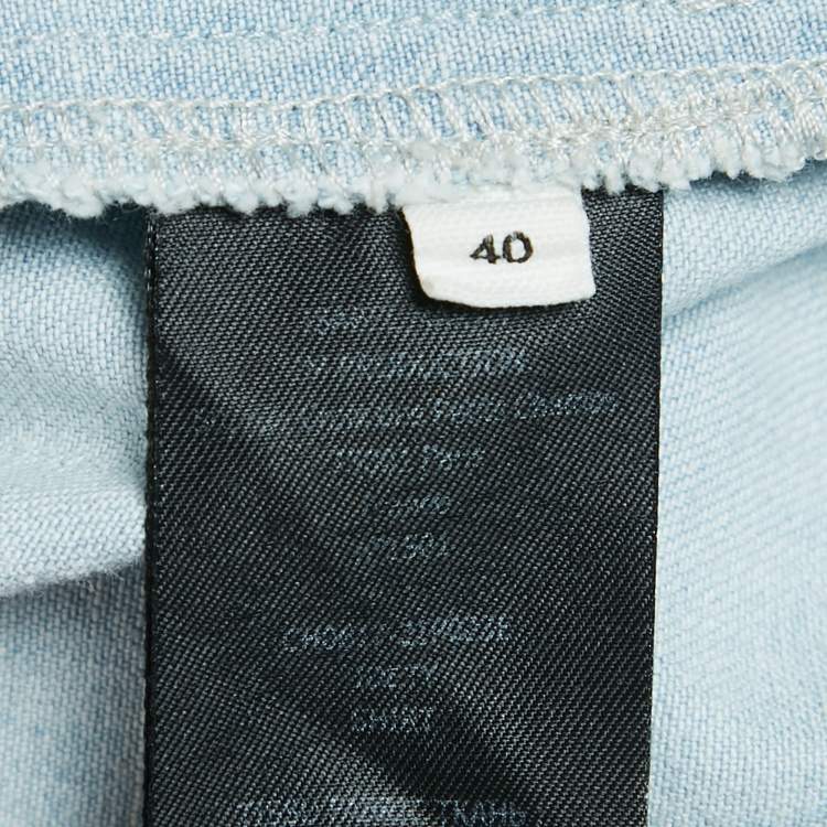 Pre Owned Isabel Marant Etoile Light Blue Denim Button Front Ruffled Blouse M