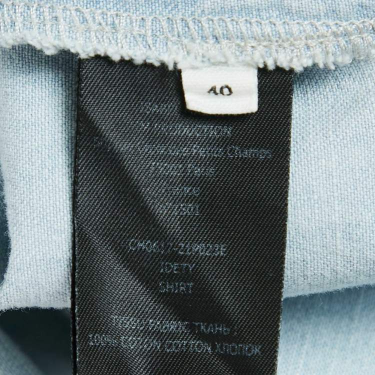 Pre Owned Isabel Marant Etoile Light Blue Denim Button Front Ruffled Blouse M