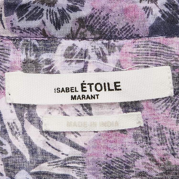 Pre Owned Isabel Marant Etoile Purple/Multicolor Floral Print Cotton Top S