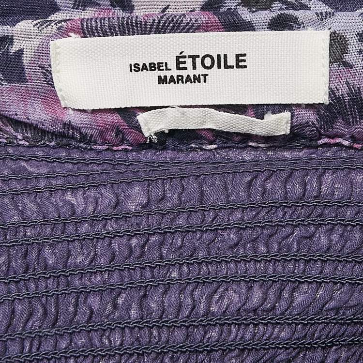 Pre Owned Isabel Marant Etoile Purple Floral Print Cotton Naomi Shirring Tiered Mini Skirt S