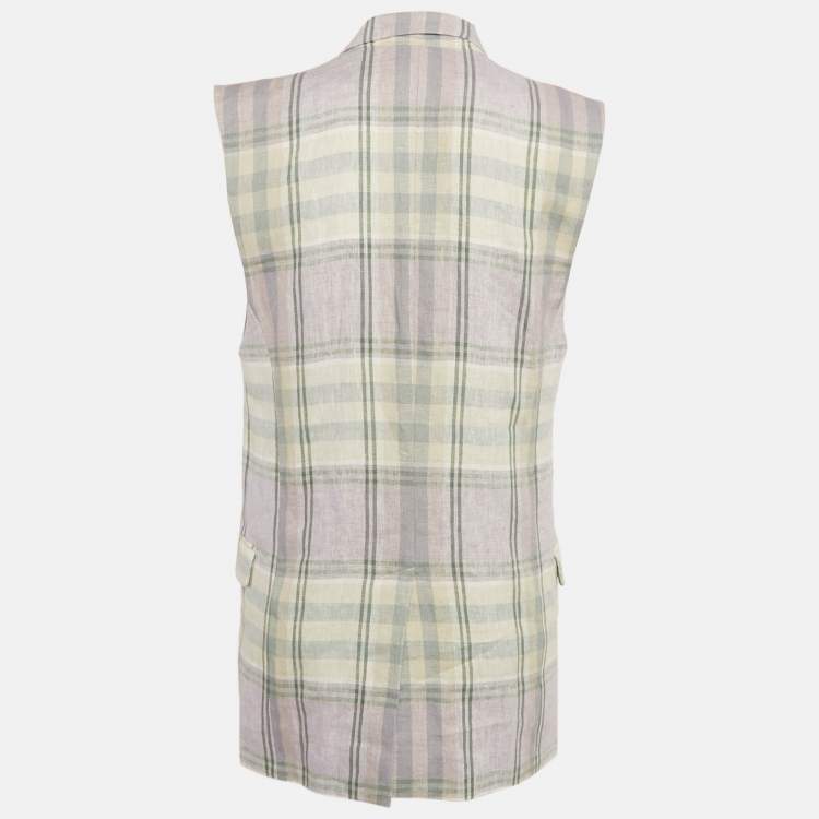 Pre Owned Isabel Marant Etoile Lavender/Cream Checked Line Sleeveless Jacket S