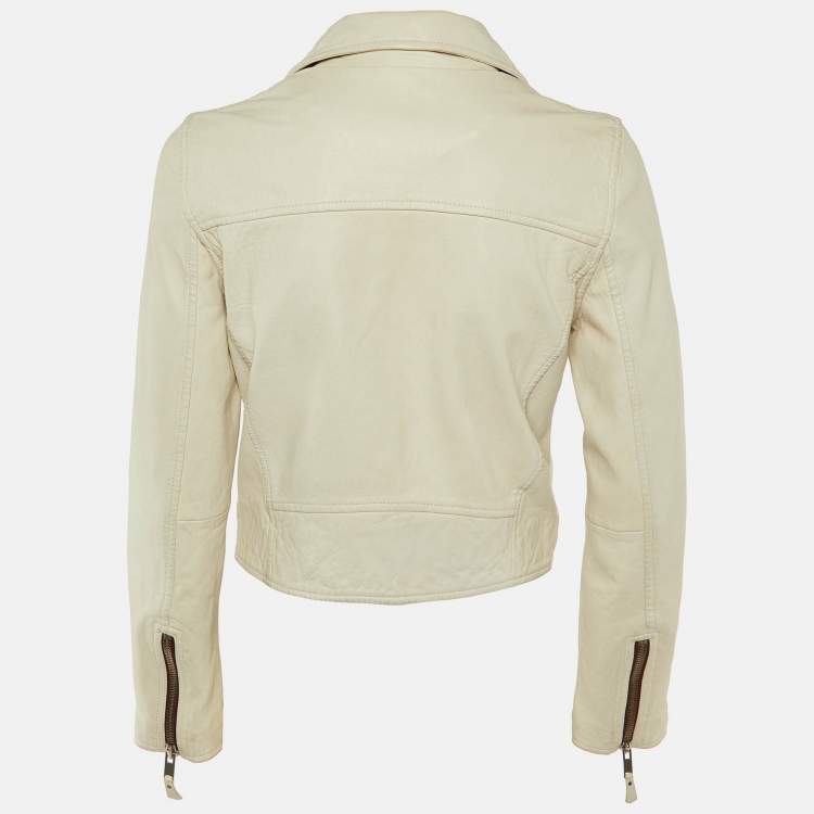 Pre Owned Isabel Marant Etoile White Leather Zip-Up Jacket XS