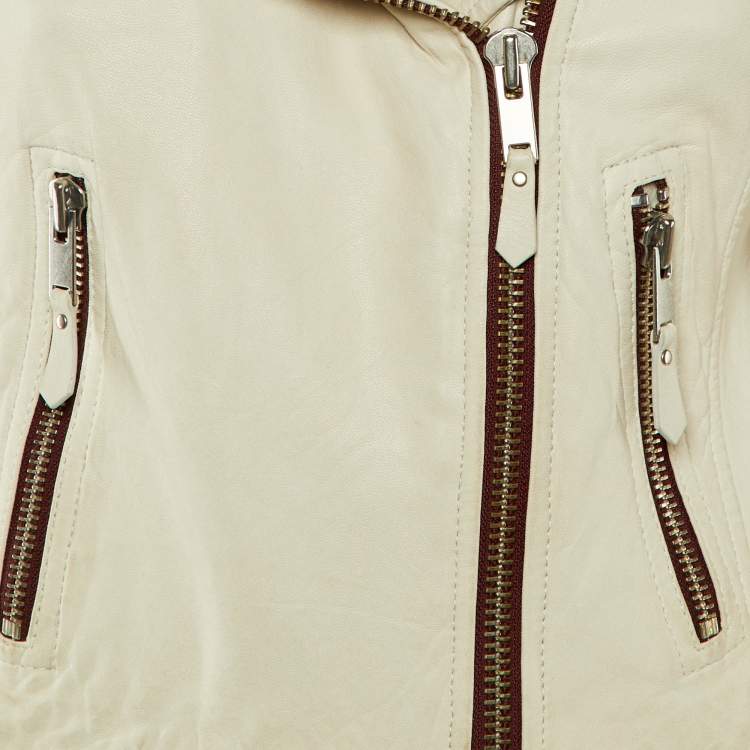 Pre Owned Isabel Marant Etoile White Leather Zip-Up Jacket XS