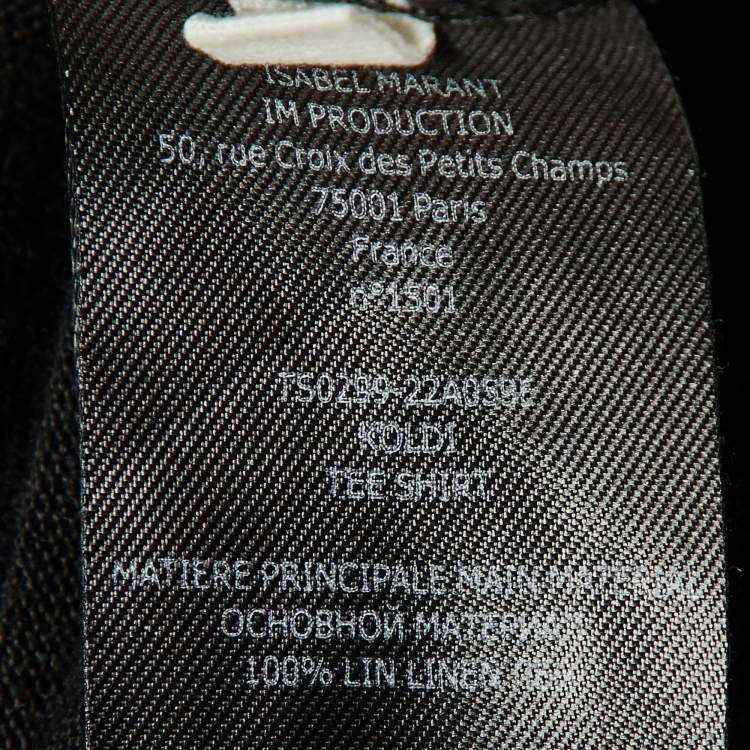 Pre Owned Isabel Marant Etoile Black Logo Print Linen Koldi T-Shirt M