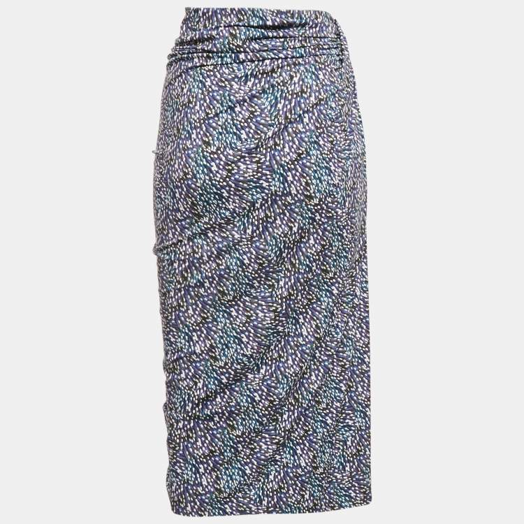 Pre Owned Isabel Marant Etoile Blue Jeldia Print Jersey Draped Midi Skirt M