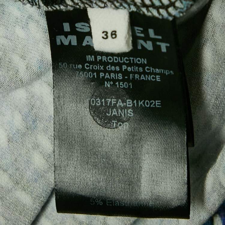 Pre Owned Isabel Marant Etoile Blue Jeldia Print Jersey Tie-Up Ruche Top XS