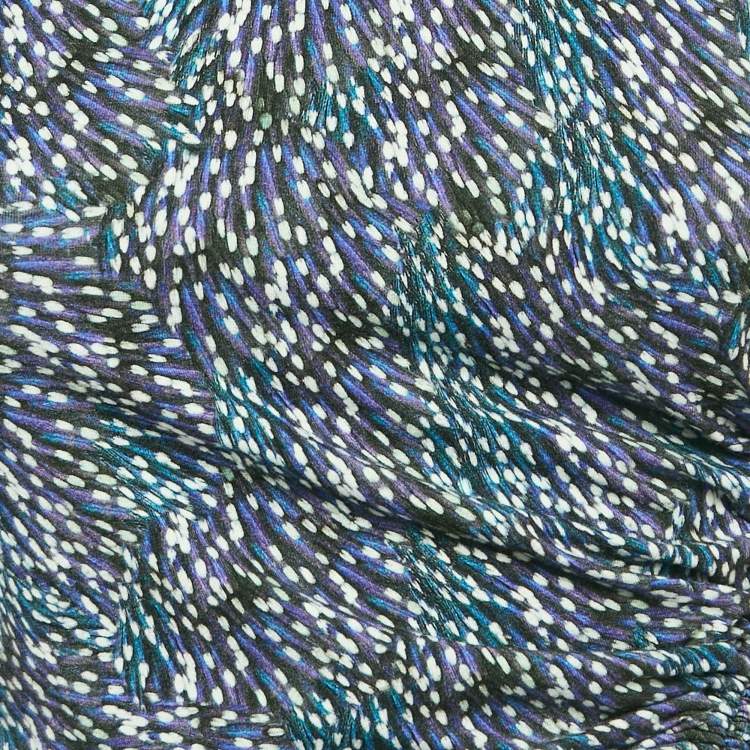 Pre Owned Isabel Marant Etoile Blue Jeldia Print Jersey Tie-Up Ruche Top XS