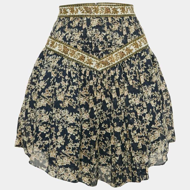 Pre Owned Isabel Marant Etoile Blue Floral Print Cotton Vega Mini Skirt XS