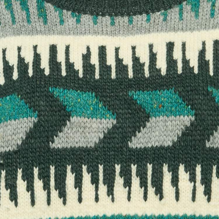 Pre Owned Isabel Marant Etoile Green Sienna Intarsia Wool Pullover XS