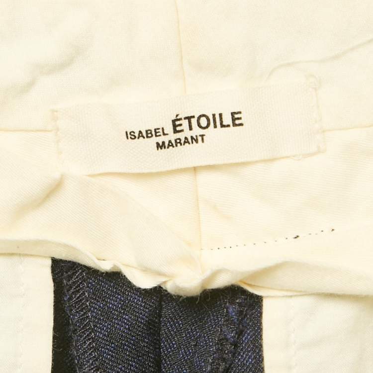 Pre Owned Isabel Marant Etoile Navy Blue Patterned Wool Trousers S