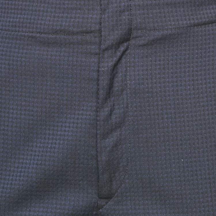 Pre Owned Isabel Marant Etoile Navy Blue Patterned Wool Trousers S
